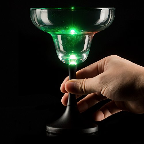 Fun Central P915 LED Margarita Glass Black Stem - 7 Ounce