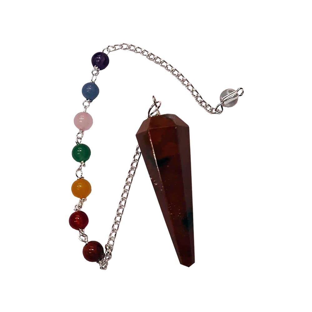 VIE Pendulum with 7 Chakra Beaded Chain (Red Jasper) — image 1