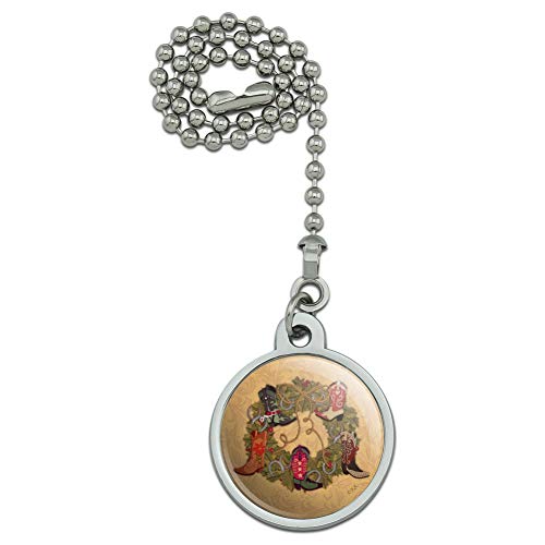 GRAPHICS & MORE Christmas Holiday Boot Wreath Cowboy Horshoes Western Ceiling Fan and Light Pull Chain
