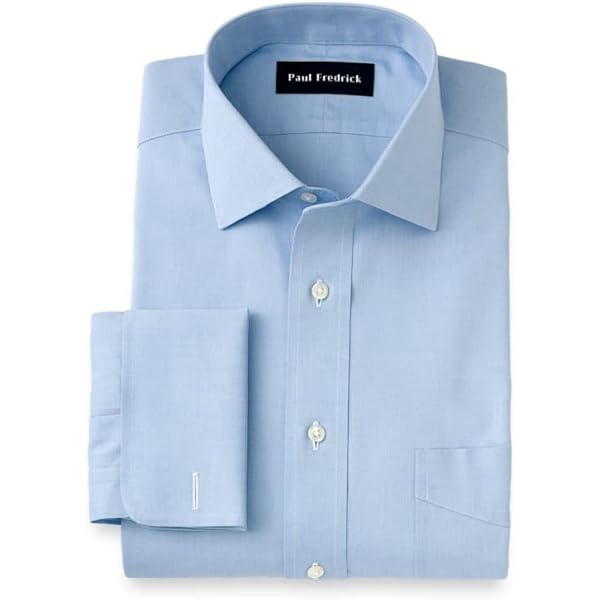 Amazon.com: Paul Fredrick Men's Tailored Fit Cotton Non-Iron Pinpoint Cotton  Dress Shirt Blue 15" Neck 32" Sleeve : Clothing, Shoes & Jewelry