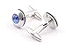 Super Shiny Swarovski Quality Blue Crystal Circular Cufflinks Elegant Style