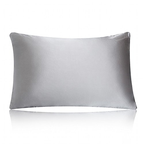 MEILIS 100% Pure Silk Satin Pillowcase for Baby Travel Sized Pillows,Hypoallergenic Pillow Shams Cover ,Silver Grey Kids