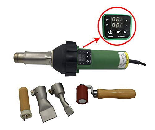 1600W Digitally Controlled Heating Gun Plastic Welding Gun PVC TPO Roofing Welding Hot Air Gun Plastic Flooring Welding Gun (With Roofing kit)