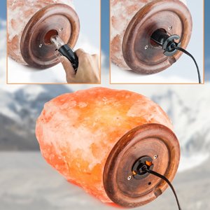 HemingWeigh Natural Himalayan Salt Lamp Hand Carved with Genuine Wood Base, Bulb and On and Off Switch 6 to 8 Inch, 6 to 7 lbs. 2 Pack