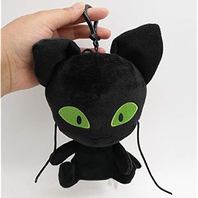 Brenda Ellen Store 15cm Ladybug Plush Pendant Keychain Toys Plagg and Tikki Cat Noir Lady Bug Adrien Marinette Soft Stuffed Dolls-Black