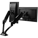 Loctek D5D Dual Monitor Mount LCD arm,Full Motion Desk mounts for 10"-27" Computer Monitor, /w Gas Spring Monitor arm and Clamp or Grommet Desktop Support