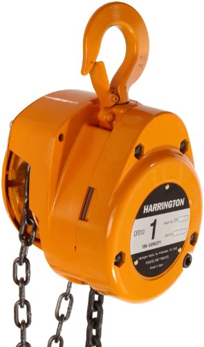 Harrington CF Hand Chain Hoist, Hook Mount, 1 Ton Capacity, 10' Lift, 14.6" Headroom, 1.1" Hook Opening