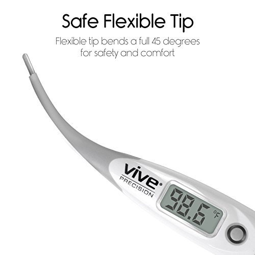 Digital Oral Thermometer by Vive Precision - Electronic Basal Body Temperature Monitor for Fevers - Fast, Quick Reading, Accurate, Waterproof, Medical Rectal Thermometer - For Adults and Children - Thumbnail 5