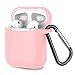 Coffea Protective Silicone Case with Keychain for Apple AirPods 1 & 2 (Front LED Not Visible) (Pink)