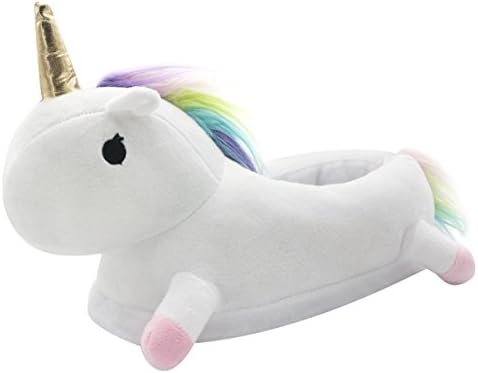 Women Unicorn Slipper Winter Plush Indoor Shoes Warm Cartoon OneSize for UK 3-6 (White Pink Purple)