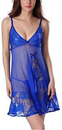 JISHIYUAN Women Cozy Lace Nightgown Sexy Sleepwear Lingerie Bow Solid Hot Erotic Sexy Lingerie 2 XL