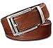 Men's Leather Ratchet Click Belt - Hemingway Antique Silver Buckle with Saddle Tan Leather Belt (Trim to Fit: Up to 43'' Waist)