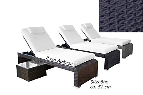 RS Trade Sonnenliege Monza Schwarz/Grau - Outdoor Liege mit beständigem Poly-Rattan-Geflecht - verstellbare Rückenlehne & breite Liegefläche - inkl. Kopfteil und Auflage – Bild 8