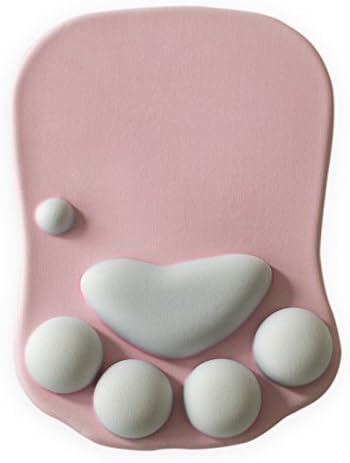 Cat Paw Mouse Pad with Wrist Support Soft Silicone Wrist Rests Wrist Cushion Comfort Mouse Pad Computer Mouse Mat Desk Decor Pink(10.7x7.8x0.9'') (Pink)
