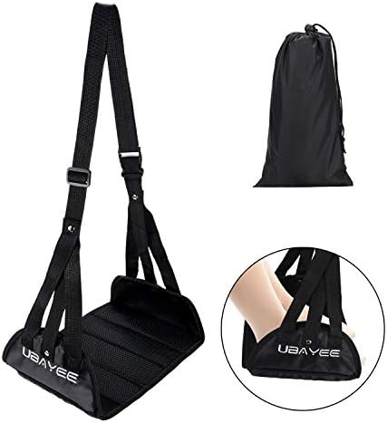 UBAYEE Travel Foot Rest, Portable Folding Plane Footrest for Relaxation and Comfortable Flight, Carry-on Leg Hammock with Adjustable Height Straps and Storage Bag