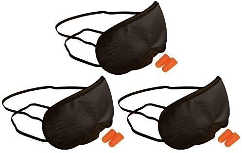 3x Comfortable Travel Eye Sleeping Mask Sleep Blindfold & Ear Plugs by Travel 360