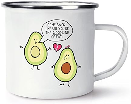 Avocado The Good Kind Of Fat Retro Enamel Mug Cup - Funny Joke- byNINNAYUAN