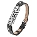 bayite Leather Bands Compatible Fitbit Flex 2 Bracelet Accessories Bangle Wristbands Black with Silver Sleeve