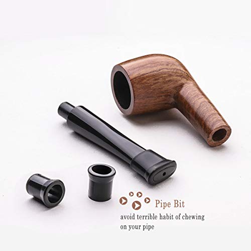 Tobacco Pipe Set, Free Boy Handmade Wooden Straight Stem Smoking Pipe with Accessories (Filter Elements, Filter Balls, 3 in 1 Scraper, Pipe Cleaners, Pipe Tip Grips, Bag, Box)