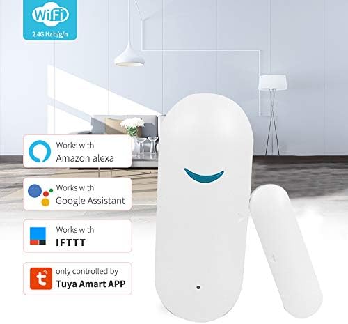 LOULE Tuya Smart WiFi Sensor de puerta diseo inalmbrico control remoto de aplicacin alarma en tiempo real compatible con Alexa y Google Home adecuado para seguridad en el hogar