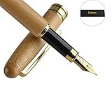 Natural Handcrafted Bamboo Fountain Pen Set with Ink Refill Converter, Business Signature Calligraphy Pens, Luxury Fine Gift Pens, Smooth and Easy Writing for Office School with Gift Box - no Ink