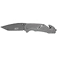 Smith & Wesson M&P SWMP11G 8.9in High Carbon S.S. Folding Knife with 3.8in Tanto Point Blade and Aluminum Handle for Outdoor, Tactical, Survival and EDC,Grey