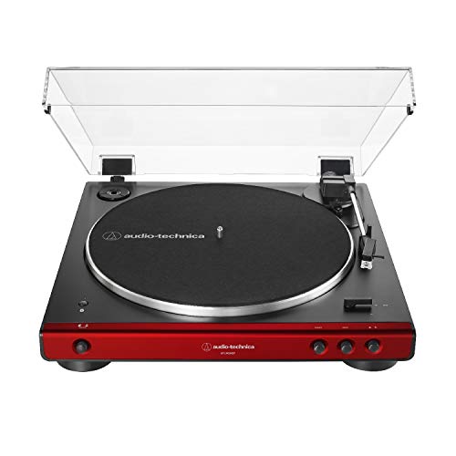 Audio-Technica AT-LP60XBT-RD Fully Automatic Belt-Drive Stereo Turntable, Red/Black