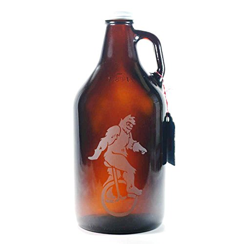 SASQUATCH Growler - Bigfoot Unicyclist for mead brewer