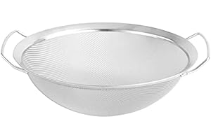 SundiooK Stainless Steel Double-Handled Draining Basket, Mesh Flour Sieve for Kitchen Use, Fine-Mesh Strainer for Filtering O