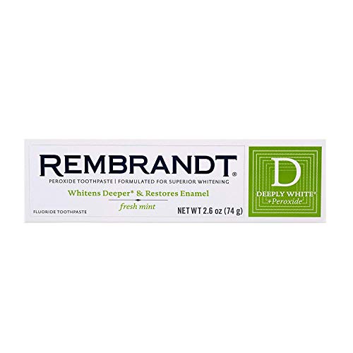 Rembrandt Deeply White + Peroxide Whitening Toothpaste, Fresh Mint Flavor, 2.6-Ounce (12 Pack)