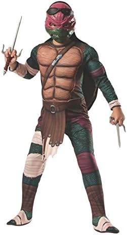 Teenage Mutant Ninja Turtles Deluxe Muscle-Chest Raphael Costume, Child Small (Size 4-6) with 2 Sai Weapons Included
