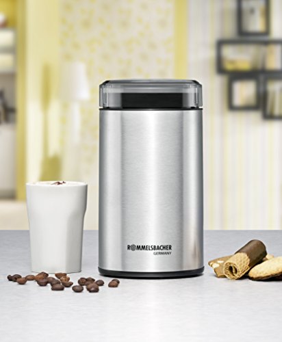 ROMMELSBACHER Kaffeemühle EKM 100 - Schlagmesser aus Edelstahl, Edelstahl Bohnenbehälter, Füllmenge 70 g, Mahlgrad über… – Bild 3