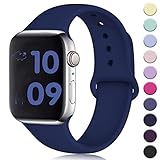 DaQin Bands Compatible with Apple Watch Band 42mm 44mm, Soft Silicone Sport Replacement Wristbands Strap for Apple iWatch Series 4, Series 3/2/1, Navy Blue, M/L