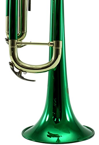 Sky Band Approved Green Lacquer Brass Bb Trumpet with Case, Cloth, Gloves and Valve Oil, Guarantee Top Quality Sound, Green