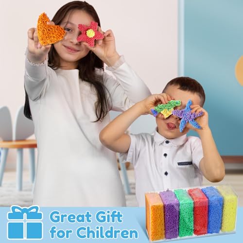 TERRIFI 12 Blocks Modeling Foam Beads for Kids - Foam Clay for Kids Education, Preschool Toys - Develop Creativity, DIY Art Crafts, Never Dries Out Preschool Toys Motor Skills, Use ManyTimes(6 Colors)
