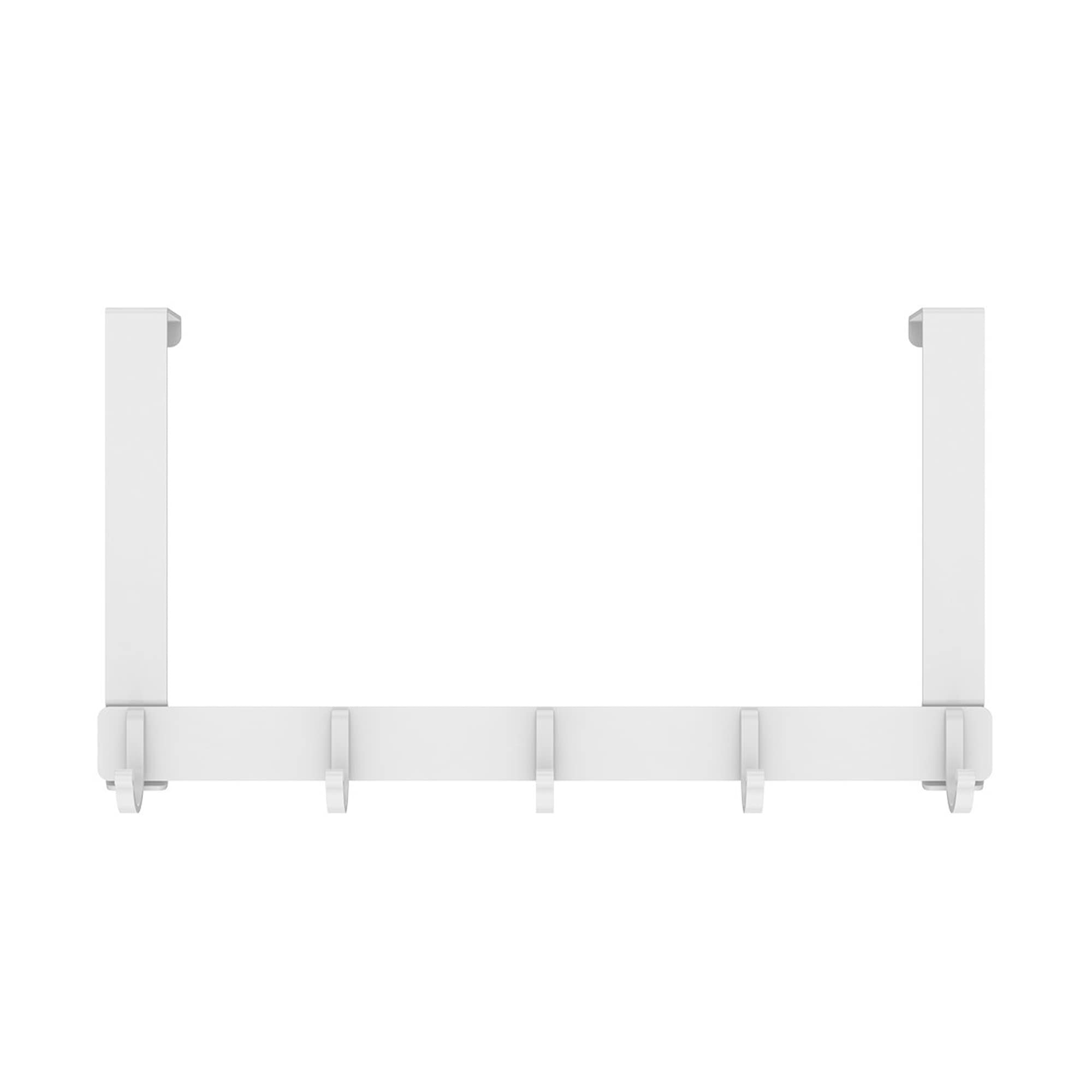 SystemsEleven Over Door Hooks Coat Hangers Over The Door Hooks Heavy Duty Door Hanger for Coats Robes Hats Clothes Towels Hanging Towel Rack Organizer (White - 5 Hooks)