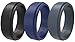 Silicone Wedding Rings 3 Pack Wedding Bands All Sizes for Active Men and Women, Fitness, Engineers, Sports, Weightlifting | Comfortable Fit, Skin Safe Soft Rubber Wedding Rings (Black, Blue, Gray, 10)