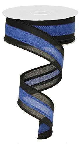 Black & Blue Royal Burlap Wired Edge Ribbon (1.5