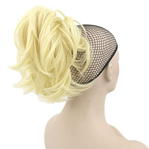 IMISSU Curly Flexible Claw Ponytail Hairpieces Synthetic Clip In Hair Extensions Little Pony Tail Hair Pieces (613 Blonde)