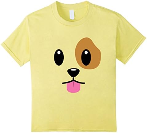 Kids Puppy Dog Emoji Face Halloween Costume T-Shirt 10 Lemon