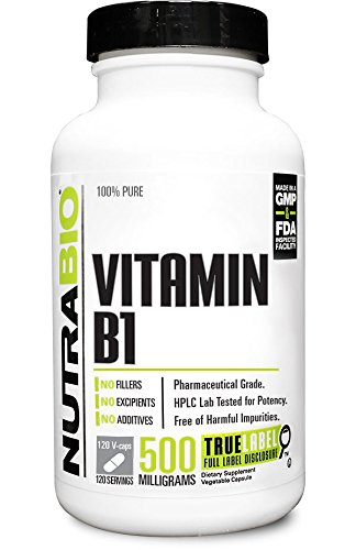 NutraBio Vitamin B-1 Thiamin (500mg) - 120 Vegetable Capsules NutraBio Vitamin B-1 Thiamin (500mg) - 120 Vegetable Capsules