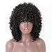 Black Curly Wig 14 inch Curly Wave Wig with Bangs Synthetic Daily Wig for Women Natural Look Same as Real Hair