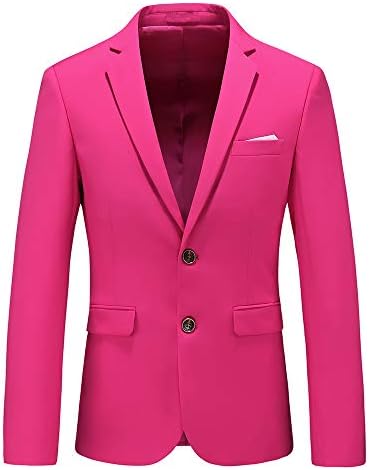 UNINUKOO Mens Two Button Single Breasted Suit Jacket Slim Fit