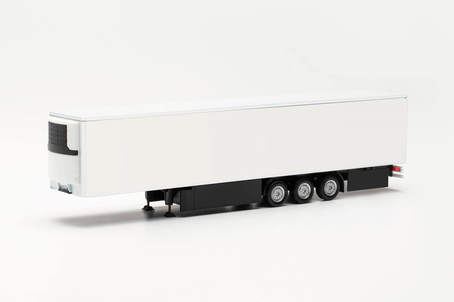 Herpa Truck Model 15 Metre Refrigerated Box Trailer with Pallet Box and Rear Side Trim, White, Miniature Scale 1:87, Collectable, Made in Germany, Plastic