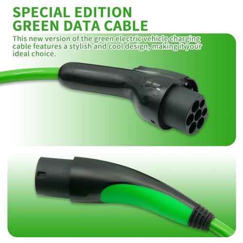 Type 2 to GBT EV Charging Cable 22kW | 32A 5M 3-Phase Mode 3 IP55 | with Carry Bag & Charging Gun Rain Cover | Compatible with BYD Atto 3, Han, Tang, MG Marvel R | Public & Home Use – Green