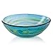 Miligore Modern Glass Vessel Sink - Above Counter Bathroom Vanity Basin Bowl - Round Blue & Green