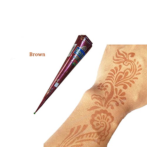 India Painting Tattoo Paste Cone,3 Tube Brown Paste Cone Temporary Tattoo Kit Indian Body Art Painting Drawing with free Stencil
