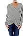 eshion Women Criss Cross Wrap Long Sleeve Classic Pullover Dolman Top