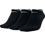 Nike Men's Cotton Cushion No Show Socks With Moisture Management (3 Pack) (Large (shoe size 8-12), BLACK///WHITE)