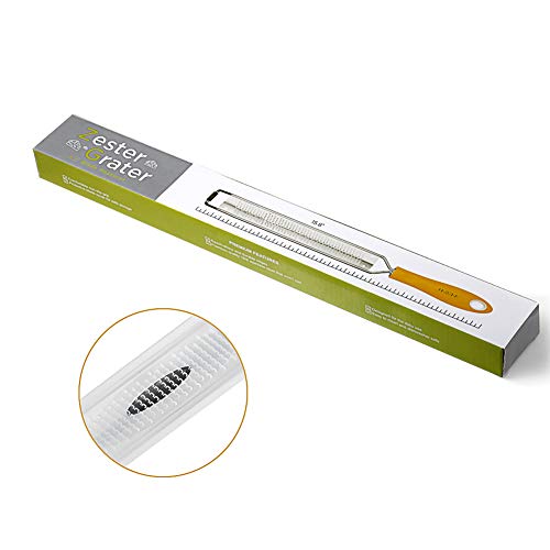 HAOZAN Lemon Zester Grater - Cheese, Citrus, Lime, Fruits, Nutmeg, Chocolate, Parmesan, Soft Grip Handle, Stainless Steel Fine Blades with Protector, Hand-held Kitchen Tool, Dishwasher Safe (Yellow)
